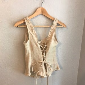 100% Linen corset top, made in India, designed in Italy, S/M adjustable
